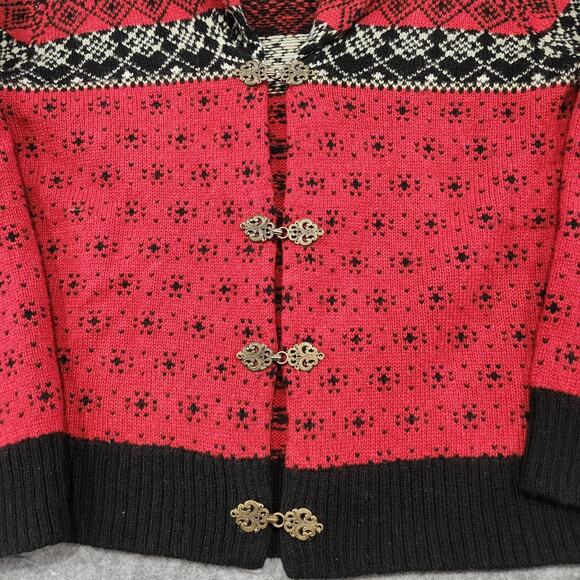 VTG Susan Bristol Womens M Medium Wool Fair Isle Clasp Cardigan Shawl Sweater - Picture 4 of 11